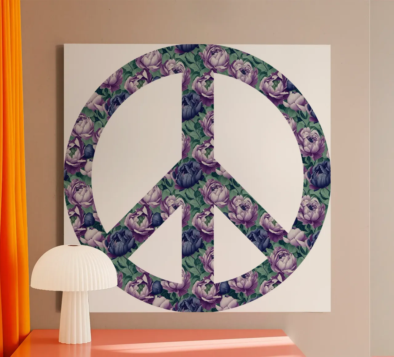 Peace Peonies canvas with Floater frame by Nina May Design Studio
