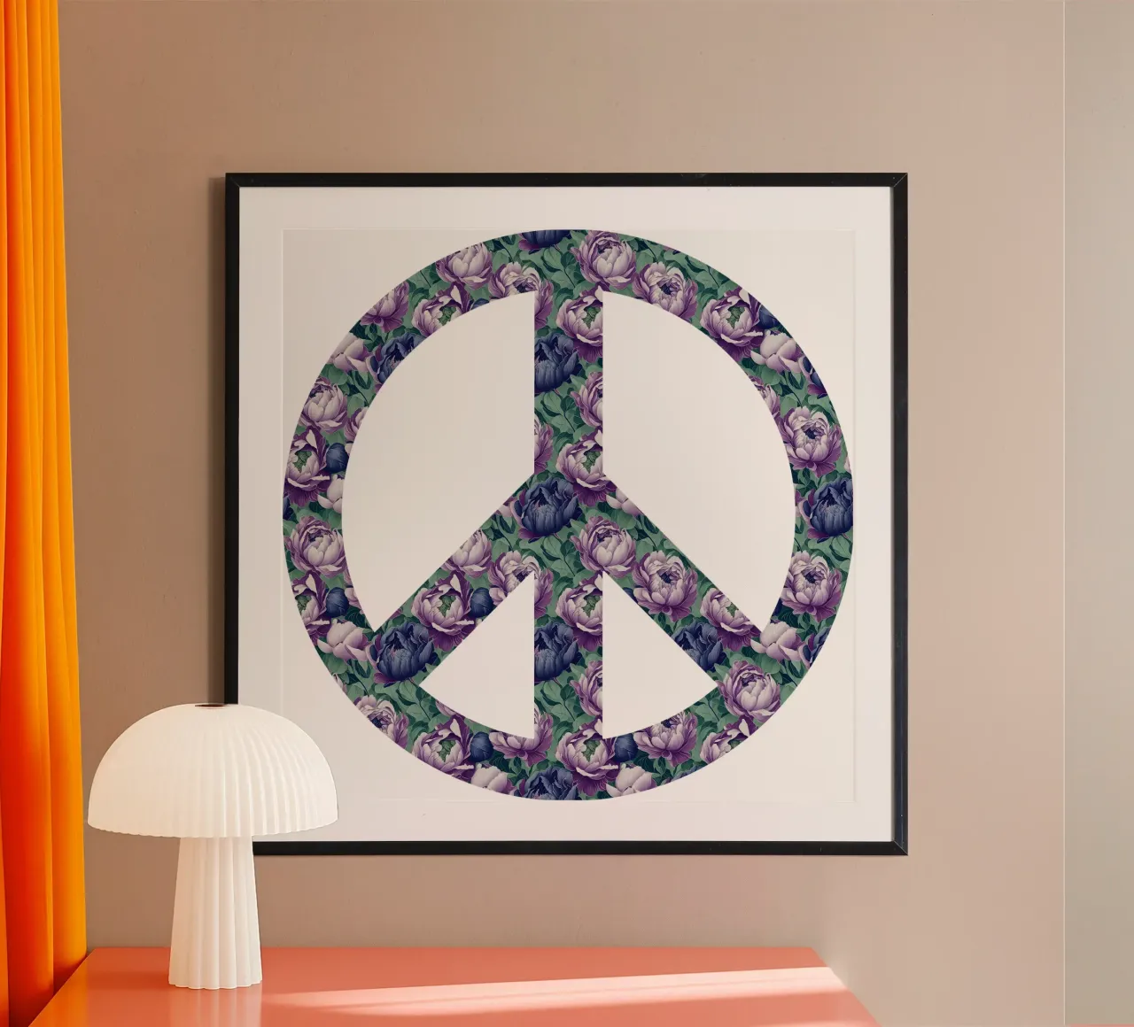 Peonie della pace poster con telaio in plastica da Nina May Design Studio
