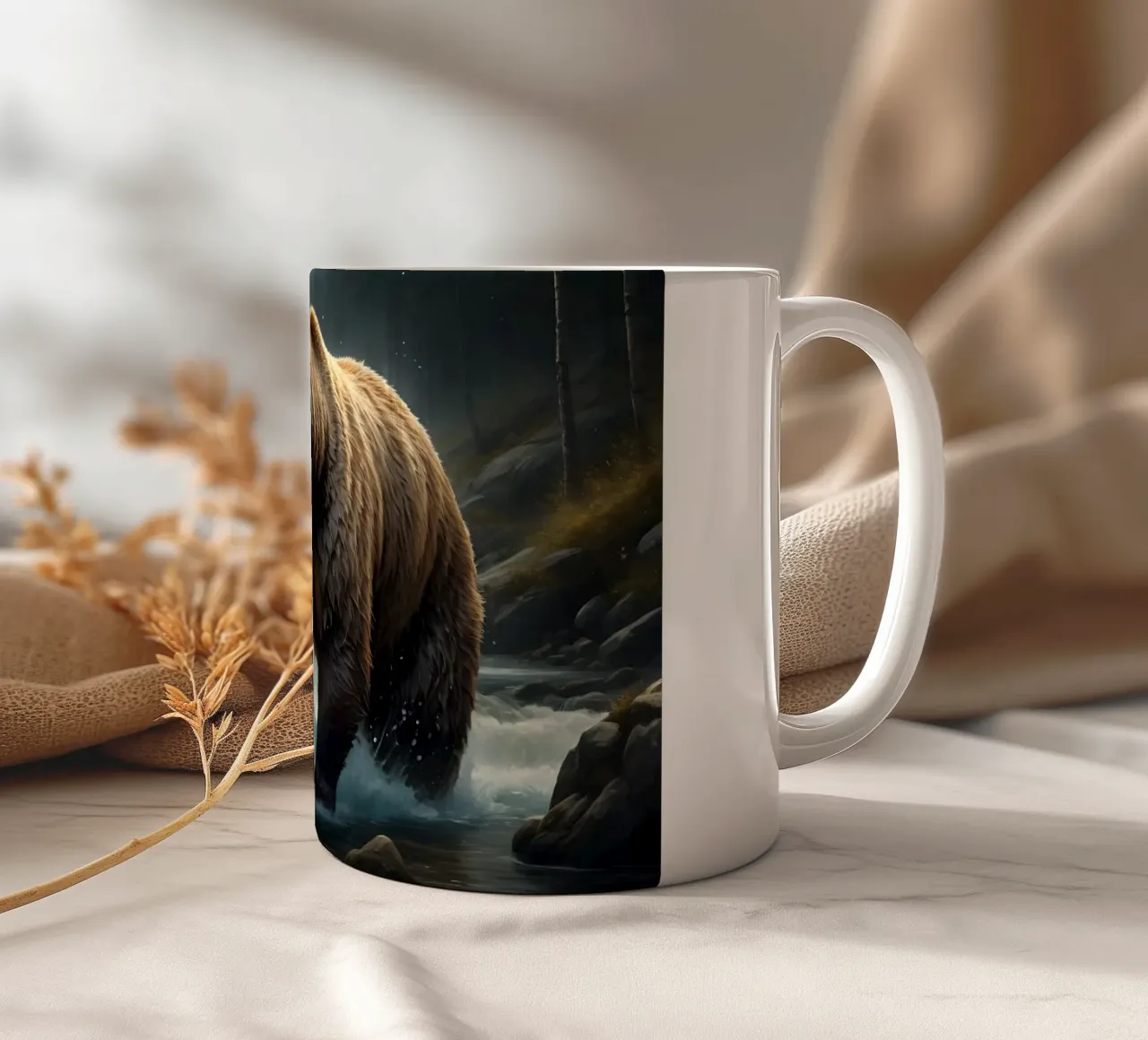 Orso bruno in un fiume di montagna tazza in ceramica da Wild Beauty
