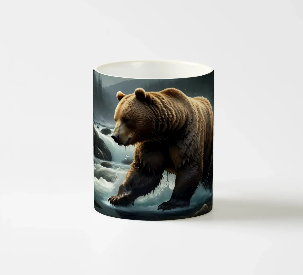 Orso bruno in un fiume di montagna tazza in ceramica da Wild Beauty