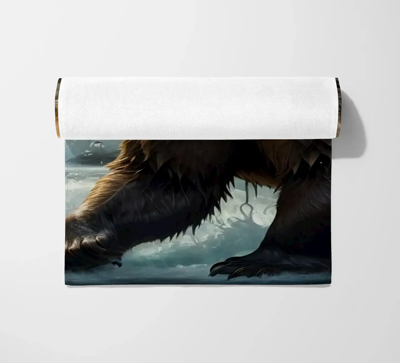 Orso bruno in un fiume di montagna telo mare da Wild Beauty