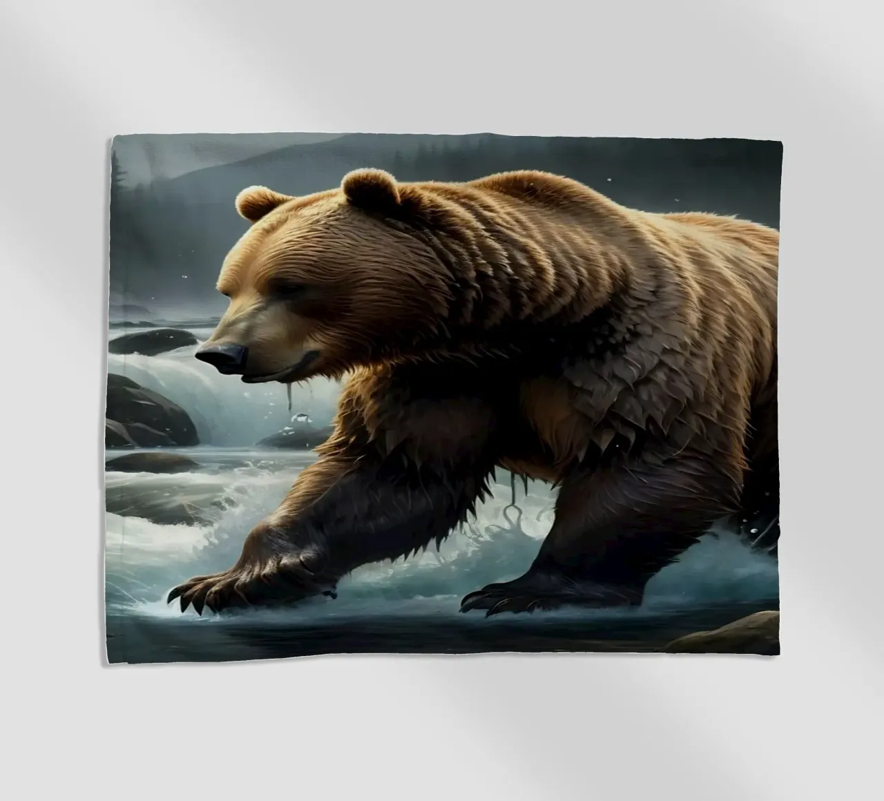 Orso bruno in un fiume di montagna telo mare da Wild Beauty