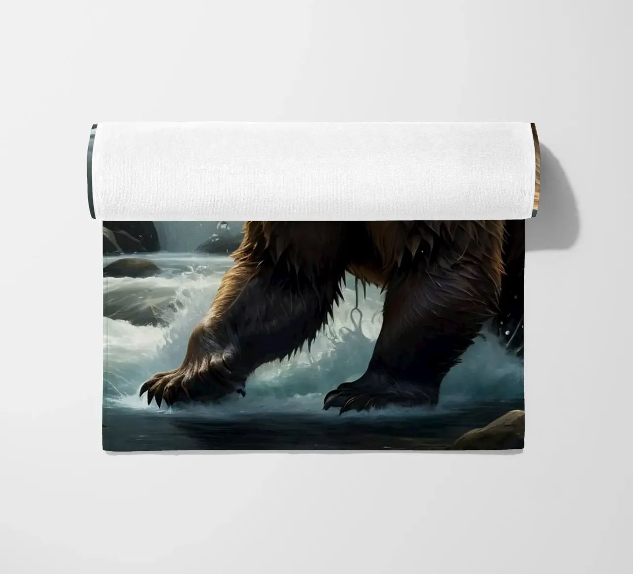 Orso bruno in un fiume di montagna telo mare da Wild Beauty