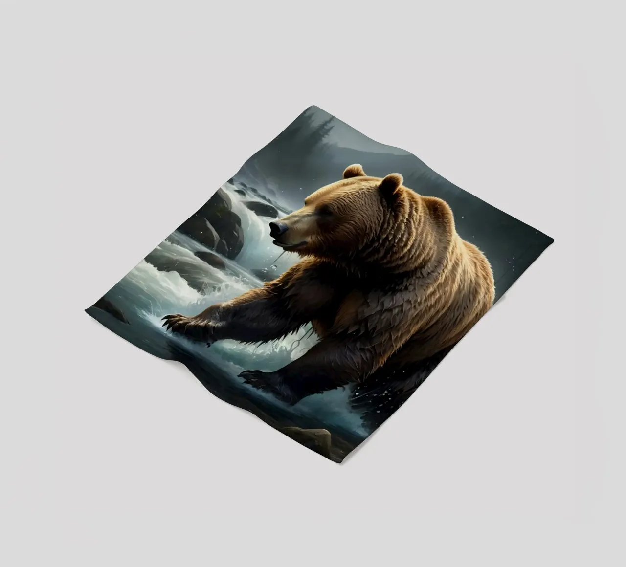 Orso bruno in un fiume di montagna coperta in pile da Wild Beauty