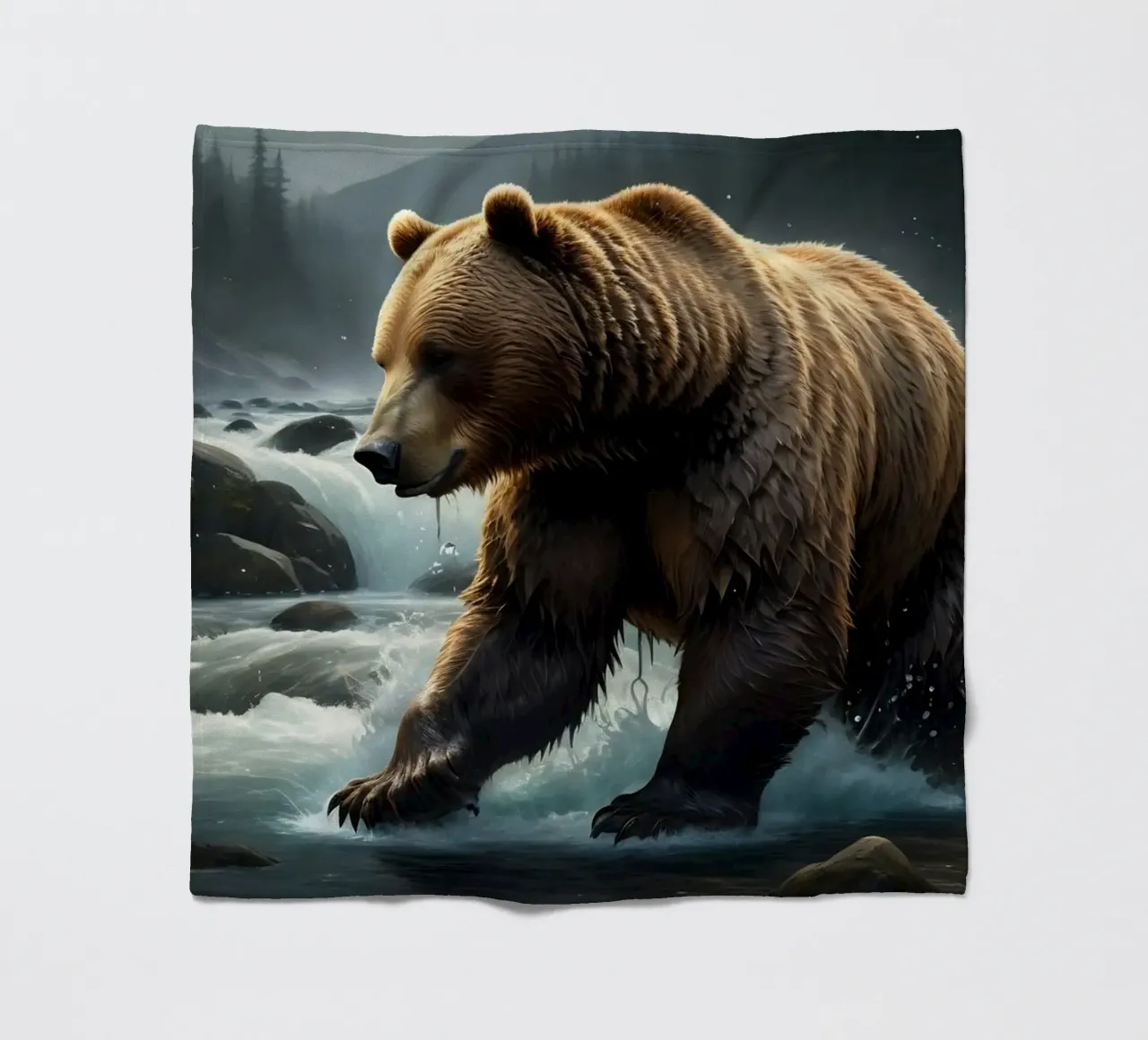 Orso bruno in un fiume di montagna coperta in pile da Wild Beauty