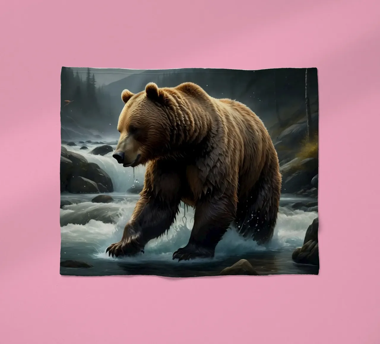 Orso bruno in un fiume di montagna coperta in pile da Wild Beauty