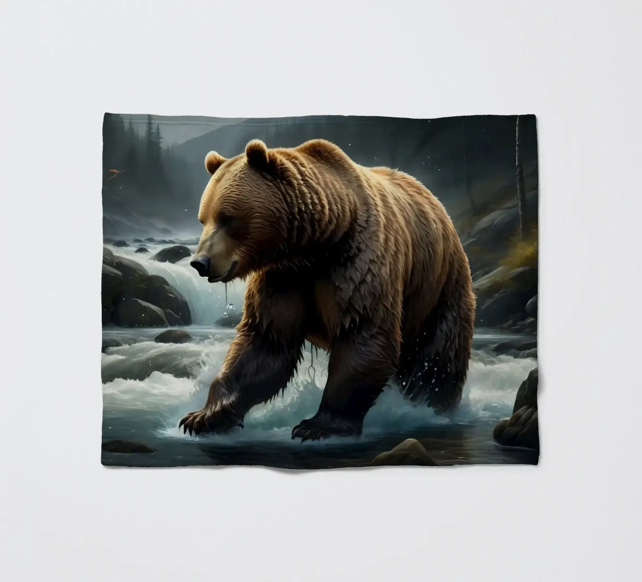Orso bruno in un fiume di montagna coperta in pile da Wild Beauty