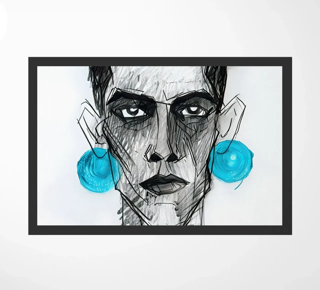 Ritratto in carboncino con orecchini in turchese zerbino da 🎁 ARTVI-SHOP