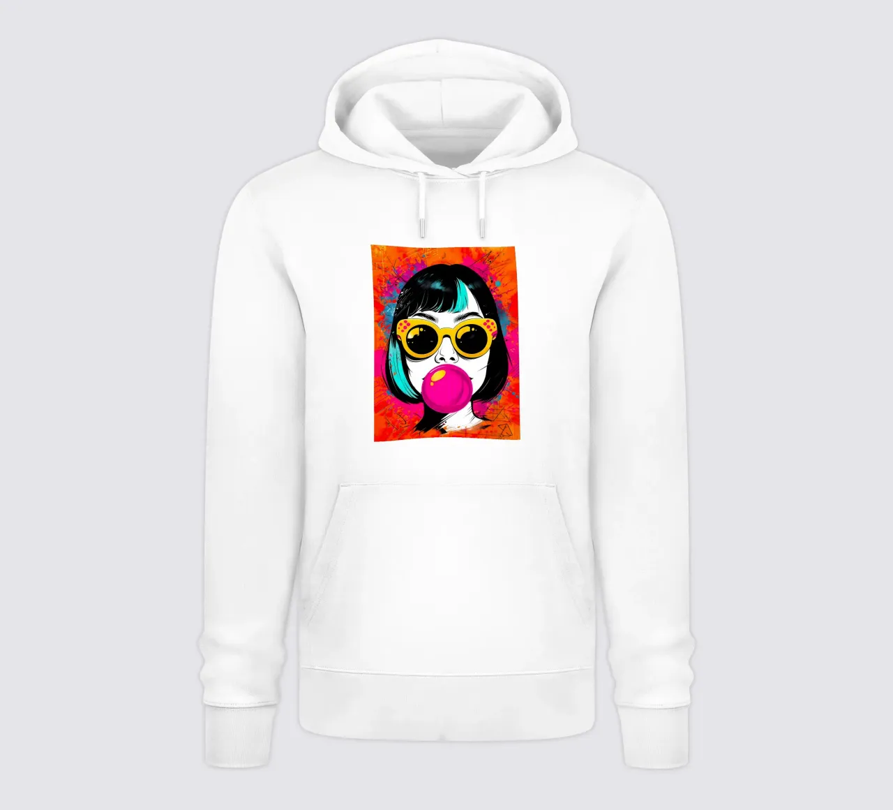 Ragazza pop art con gomma da masticare felpa con cappuccio da 🎁 ARTVI-SHOP