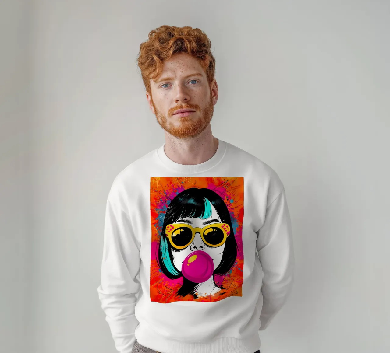 Ragazza pop art con gomma da masticare felpa da 🎁 ARTVI-SHOP