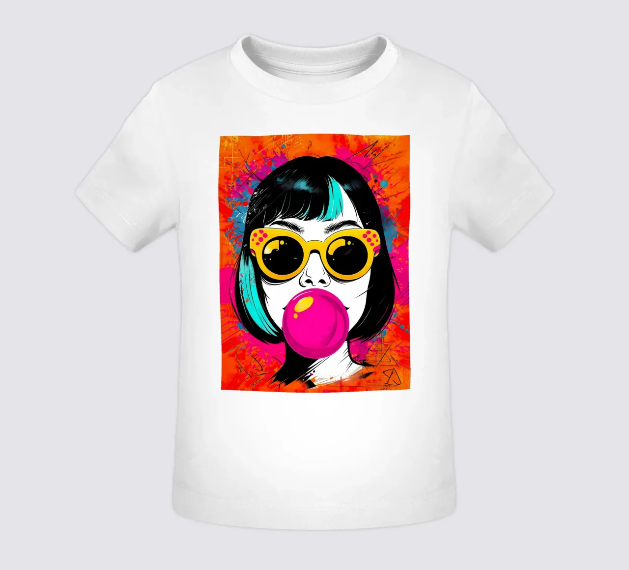 Ragazza pop art con gomma da masticare maglietta neonato da 🎁 ARTVI-SHOP