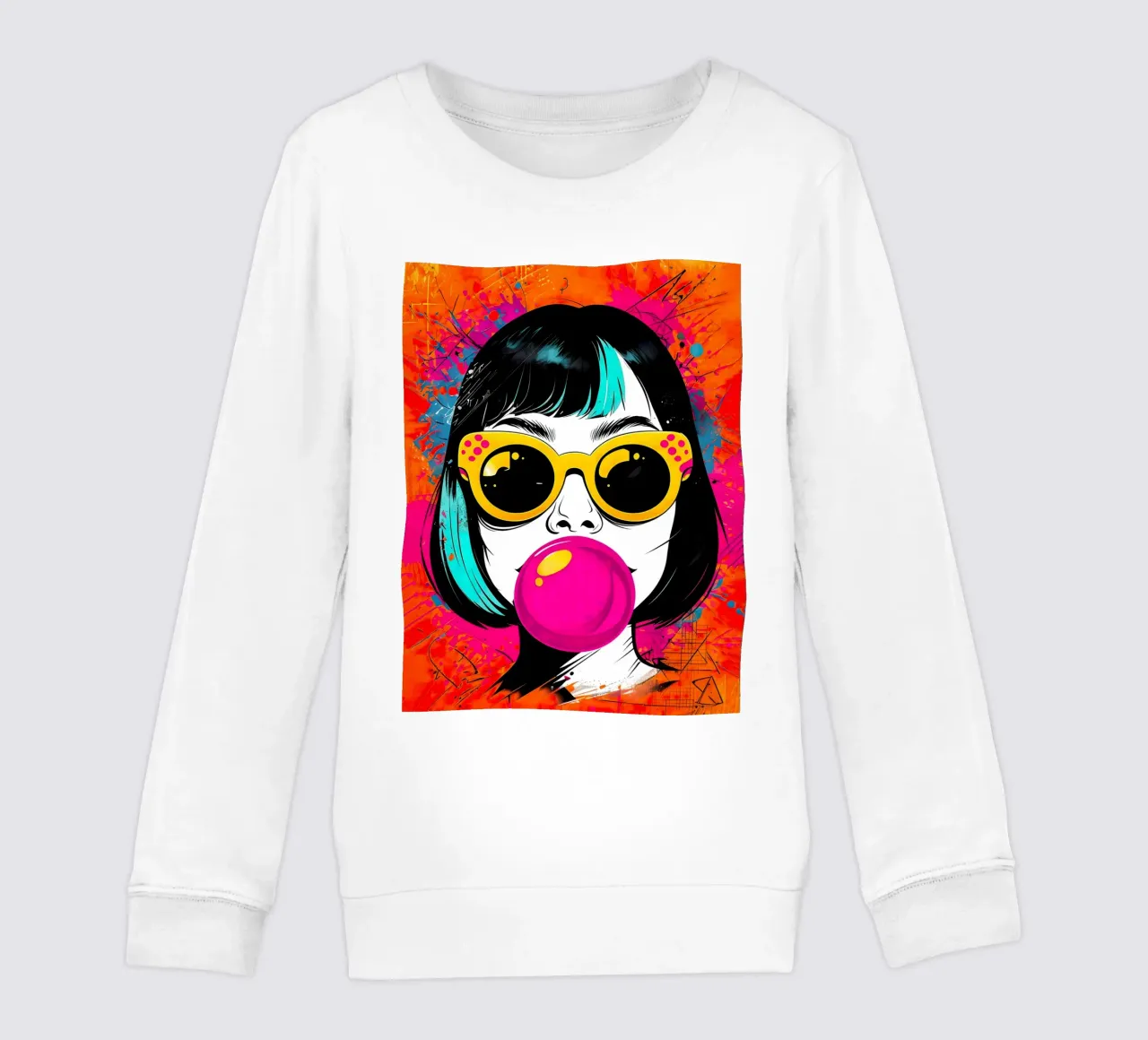 Ragazza pop art con gomma da masticare felpa bambino da 🎁 ARTVI-SHOP