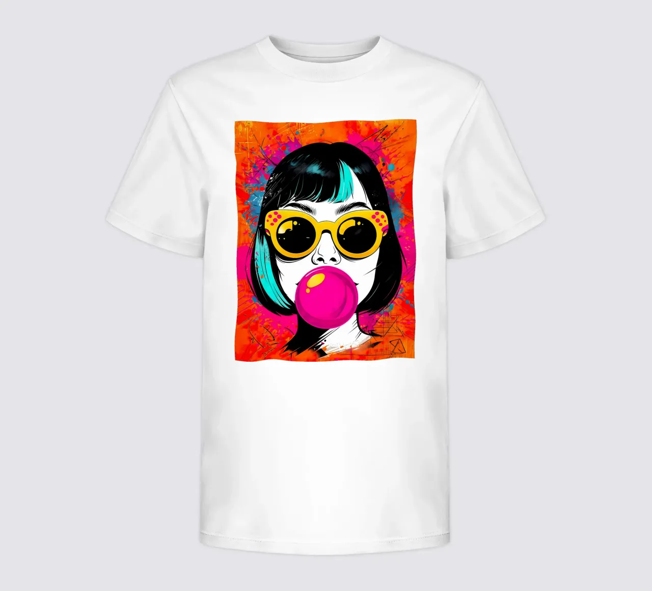 Ragazza pop art con gomma da masticare t-shirt bambini da 🎁 ARTVI-SHOP