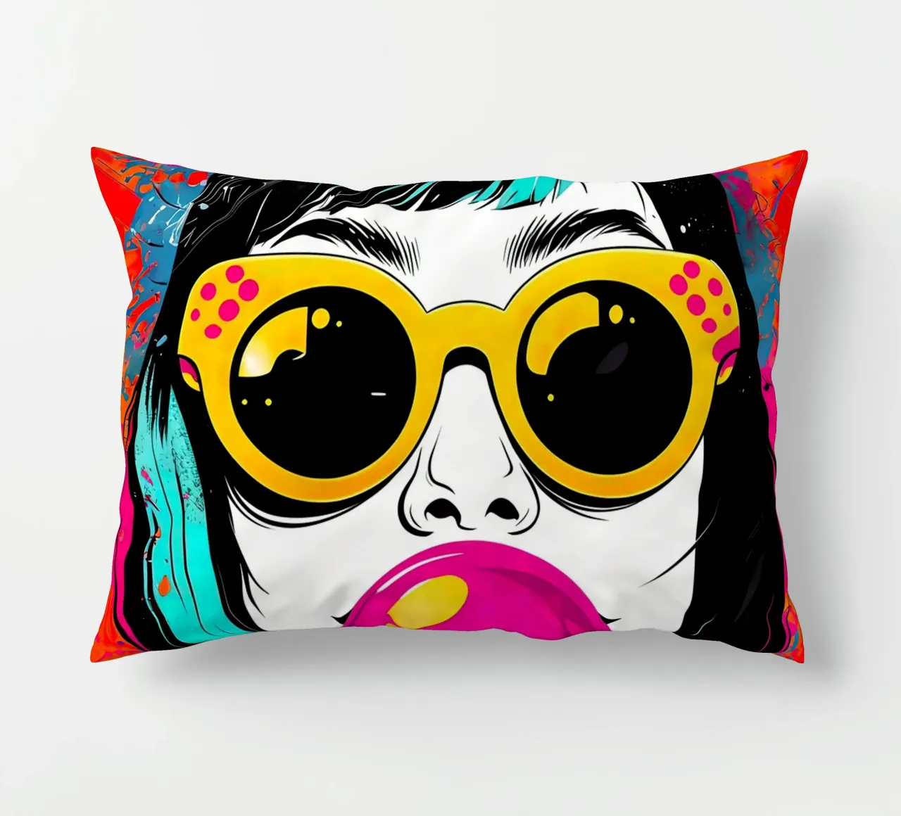 Ragazza pop art con gomma da masticare cuscino da 🎁 ARTVI-SHOP