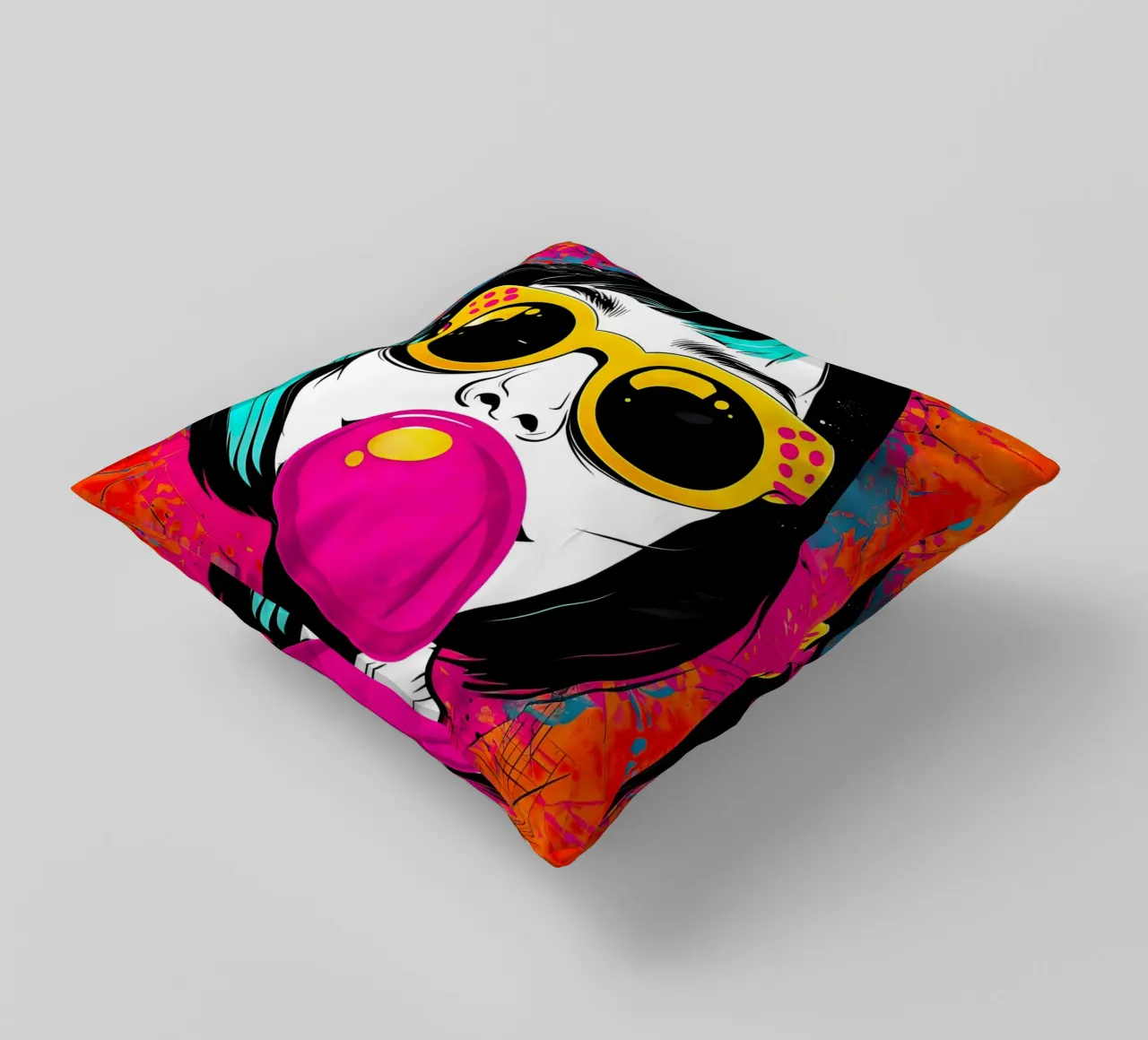 Ragazza pop art con gomma da masticare cuscino da 🎁 ARTVI-SHOP