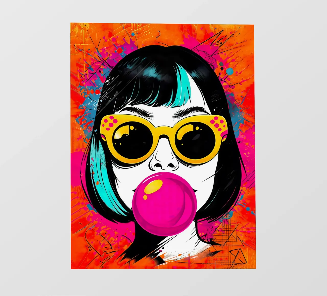 Ragazza pop art con gomma da masticare telo in pvc da 🎁 ARTVI-SHOP