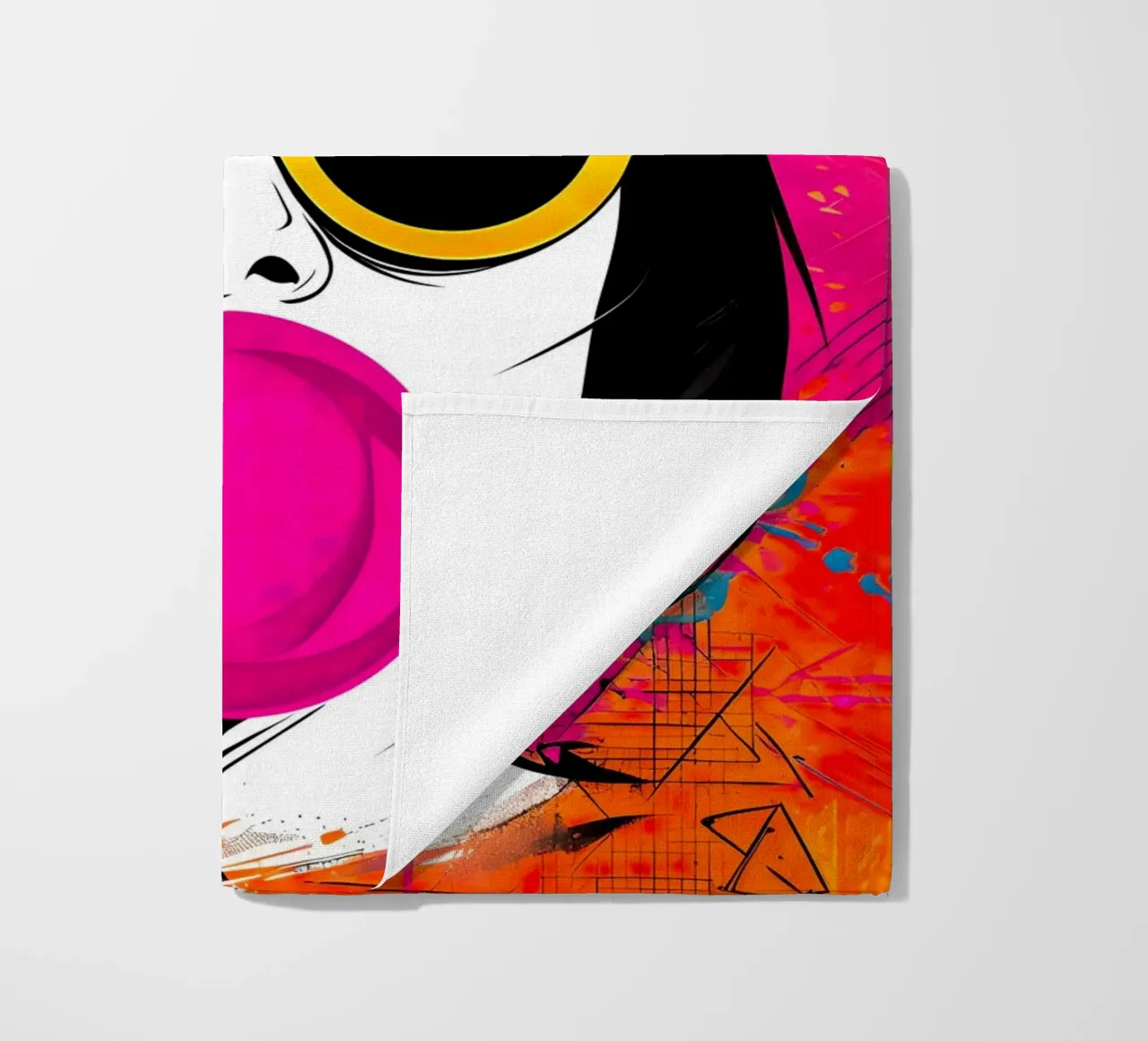 Ragazza pop art con gomma da masticare telo mare da 🎁 ARTVI-SHOP