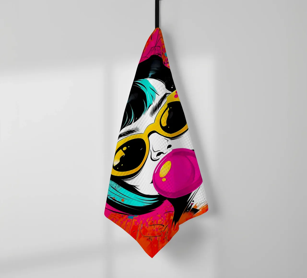 Ragazza pop art con gomma da masticare canovaccio da cucina da 🎁 ARTVI-SHOP