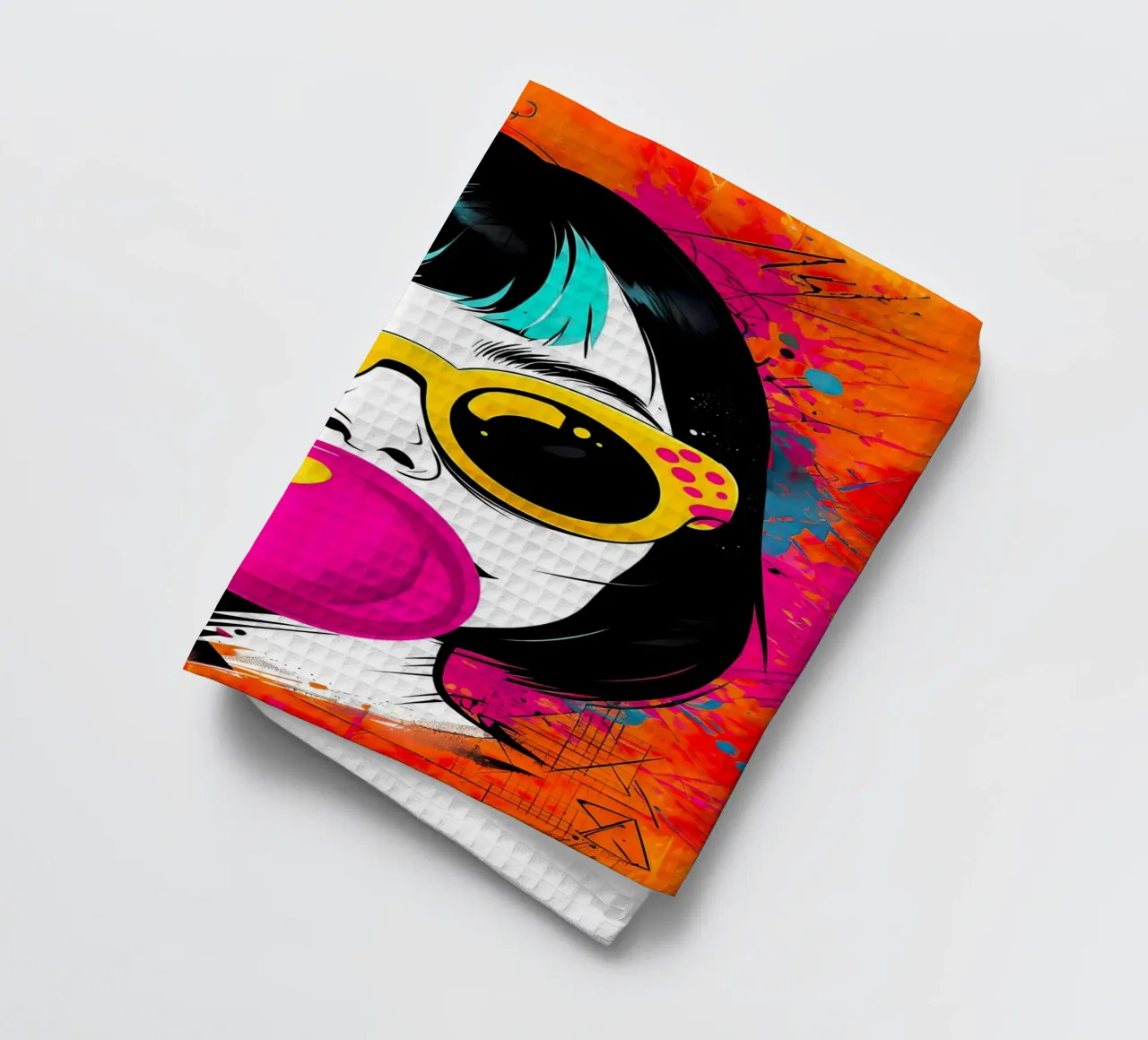 Ragazza pop art con gomma da masticare canovaccio da cucina da 🎁 ARTVI-SHOP