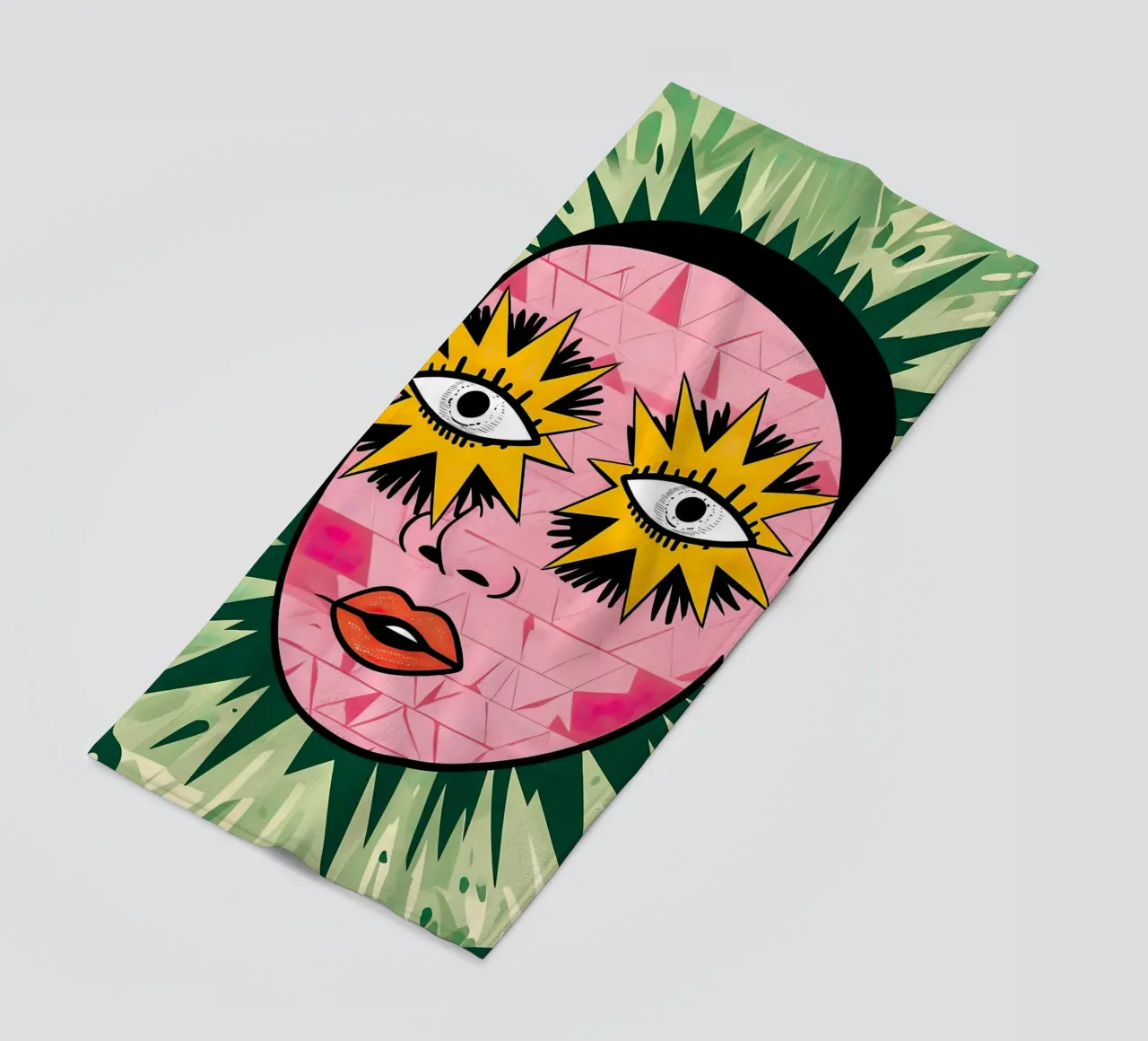Abstract Portrait with Star Eyes beach towel by 🎁 ARTVI-SHOP