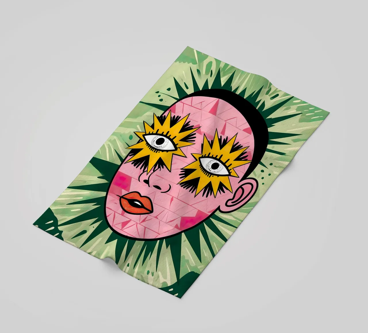 Abstract Portrait with Star Eyes beach towel by 🎁 ARTVI-SHOP