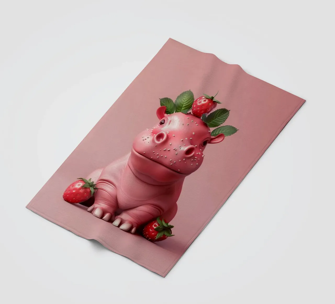Strawberry Hippo fleece blanket by wonderfolk