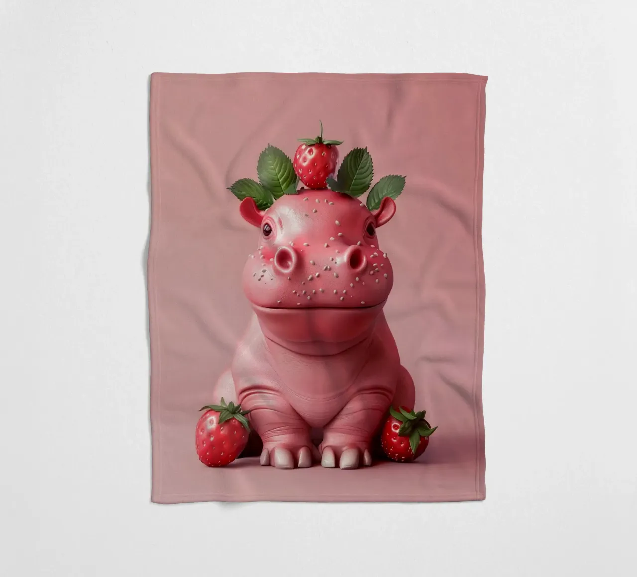 Strawberry Hippo fleece blanket by wonderfolk