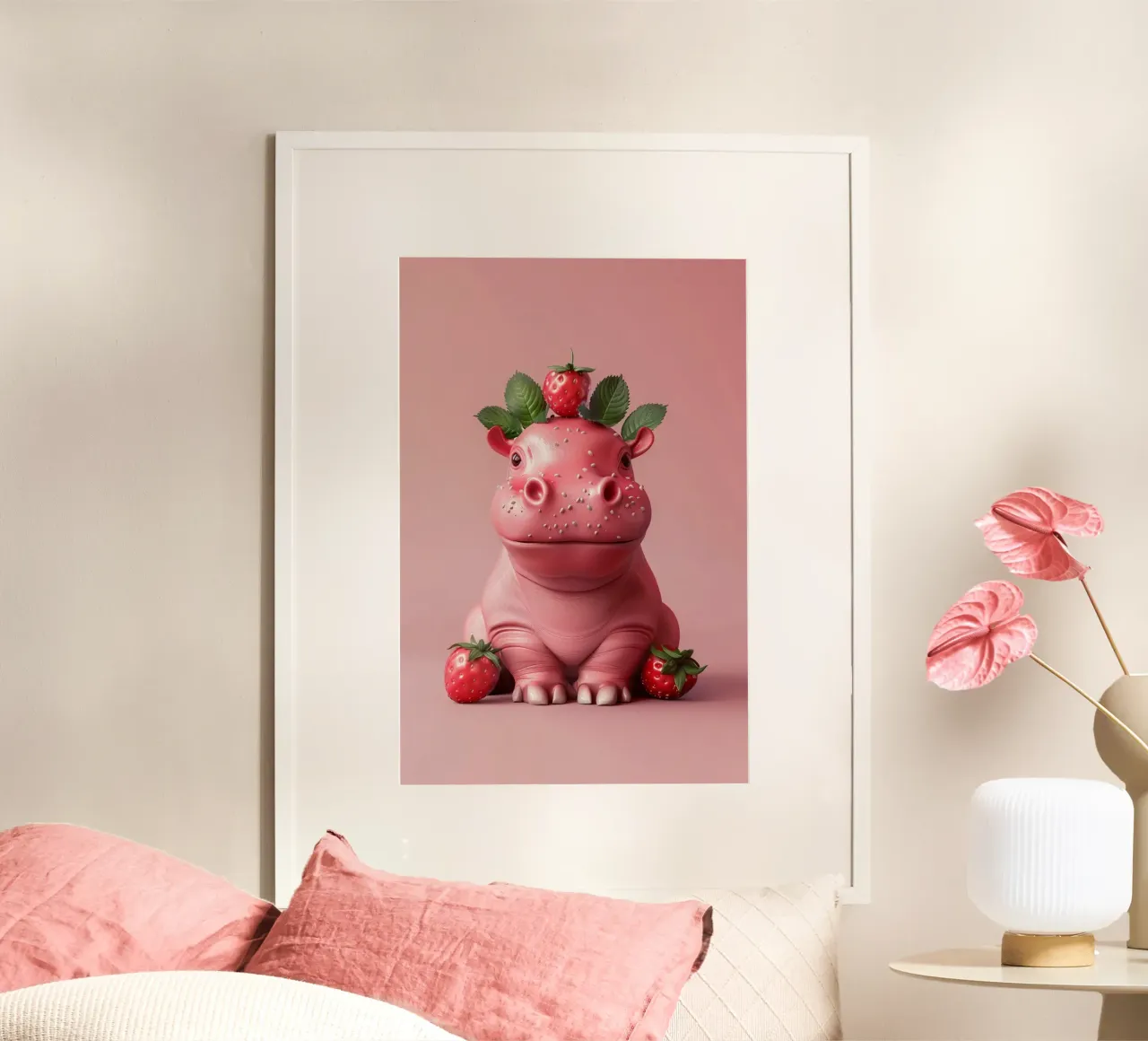 Strawberry Hippo Poster von wonderfolk