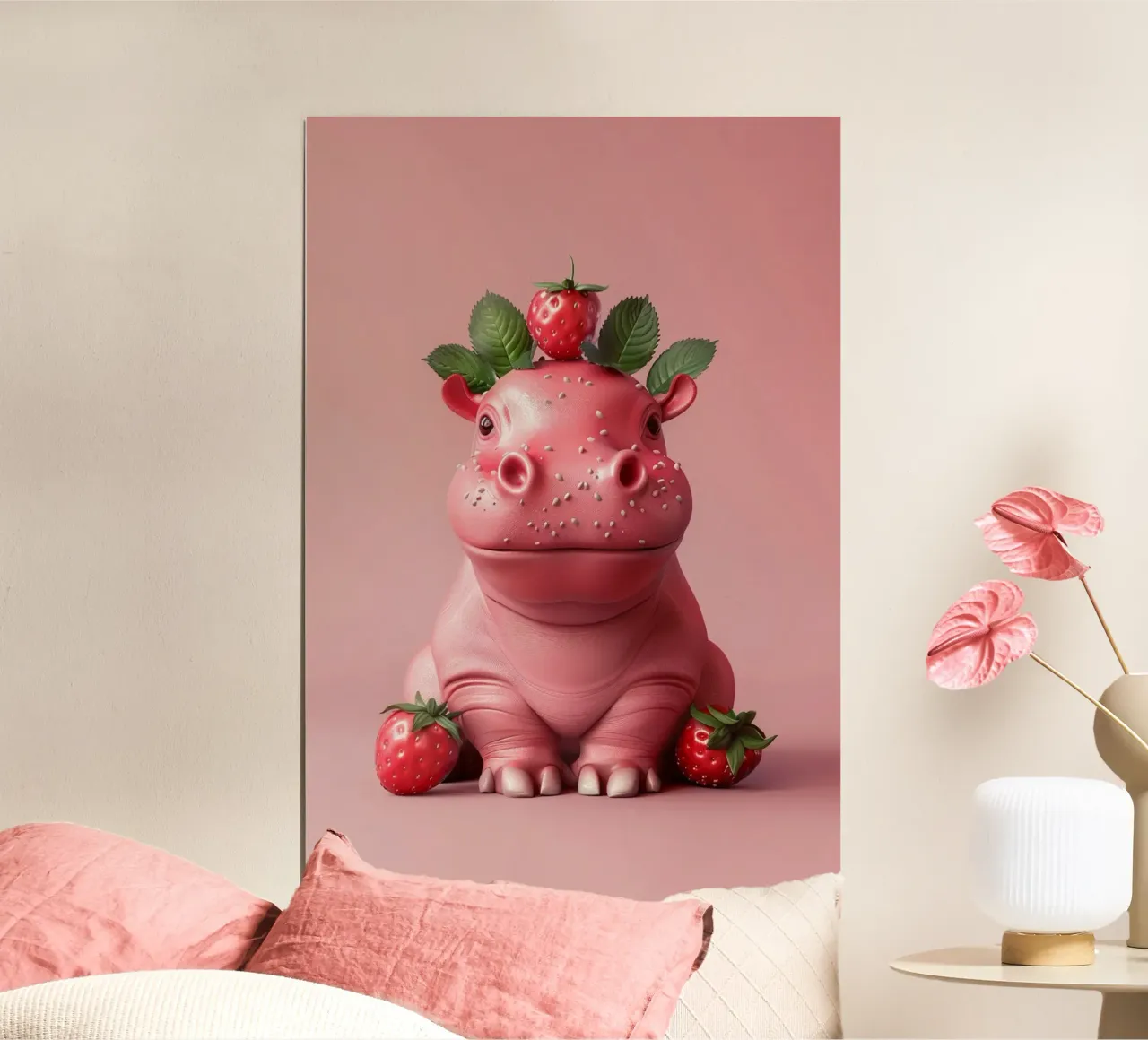 Strawberry Hippo Poster von wonderfolk