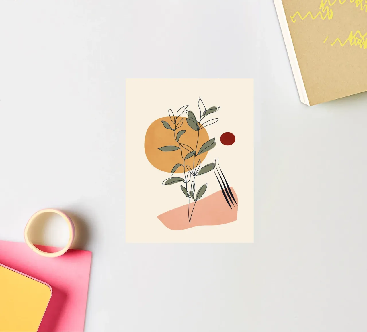 Minimal Line Young Leaves sticker by Flow Line