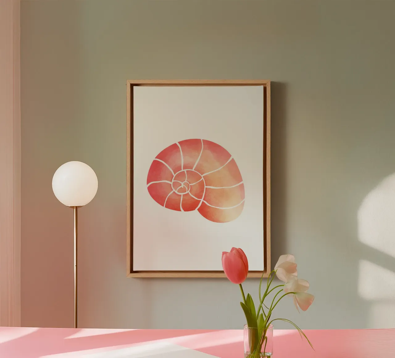 Imprimé aquarelle coquillage rose - Coastal Chic, Beach House D toile de ClubArt