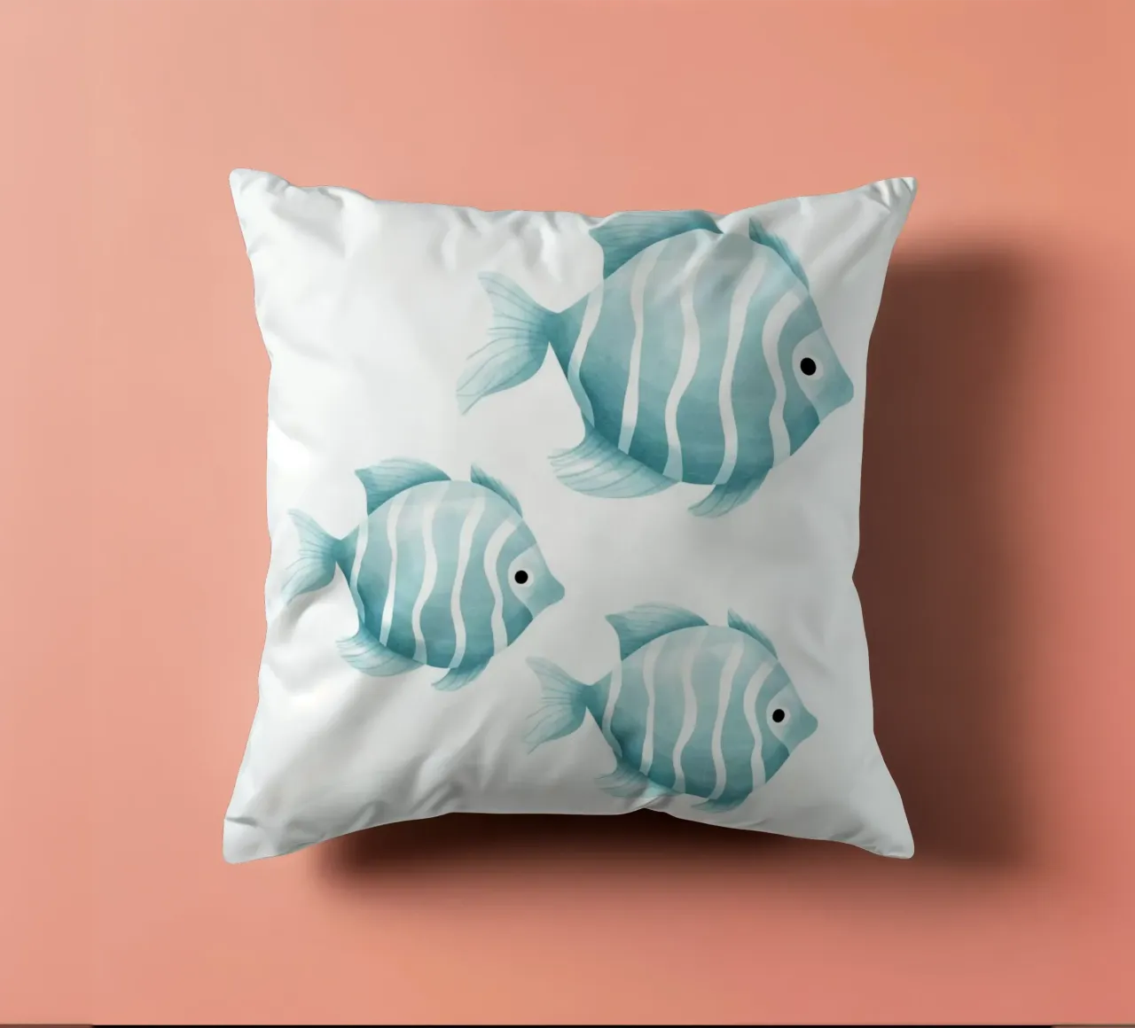 Stampa acquerello pesce blu - Vivaio oceano, camera dei bambini D cuscino da ClubArt