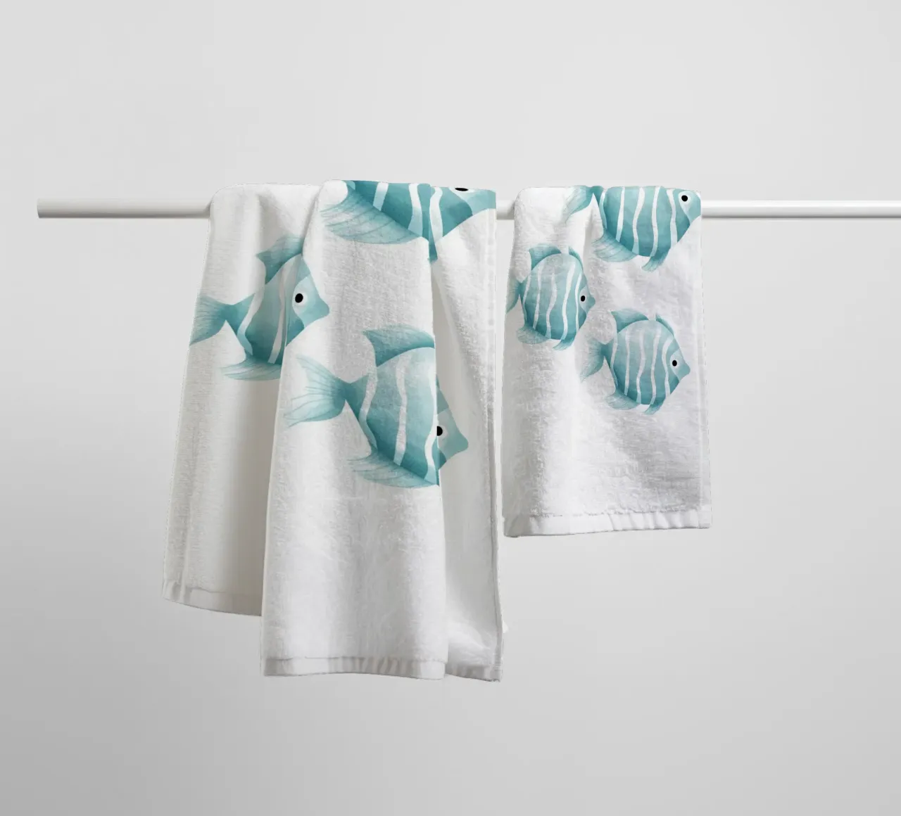 Stampa acquerello pesce blu - Vivaio oceano, camera dei bambini D asciugamano da bagno da ClubArt