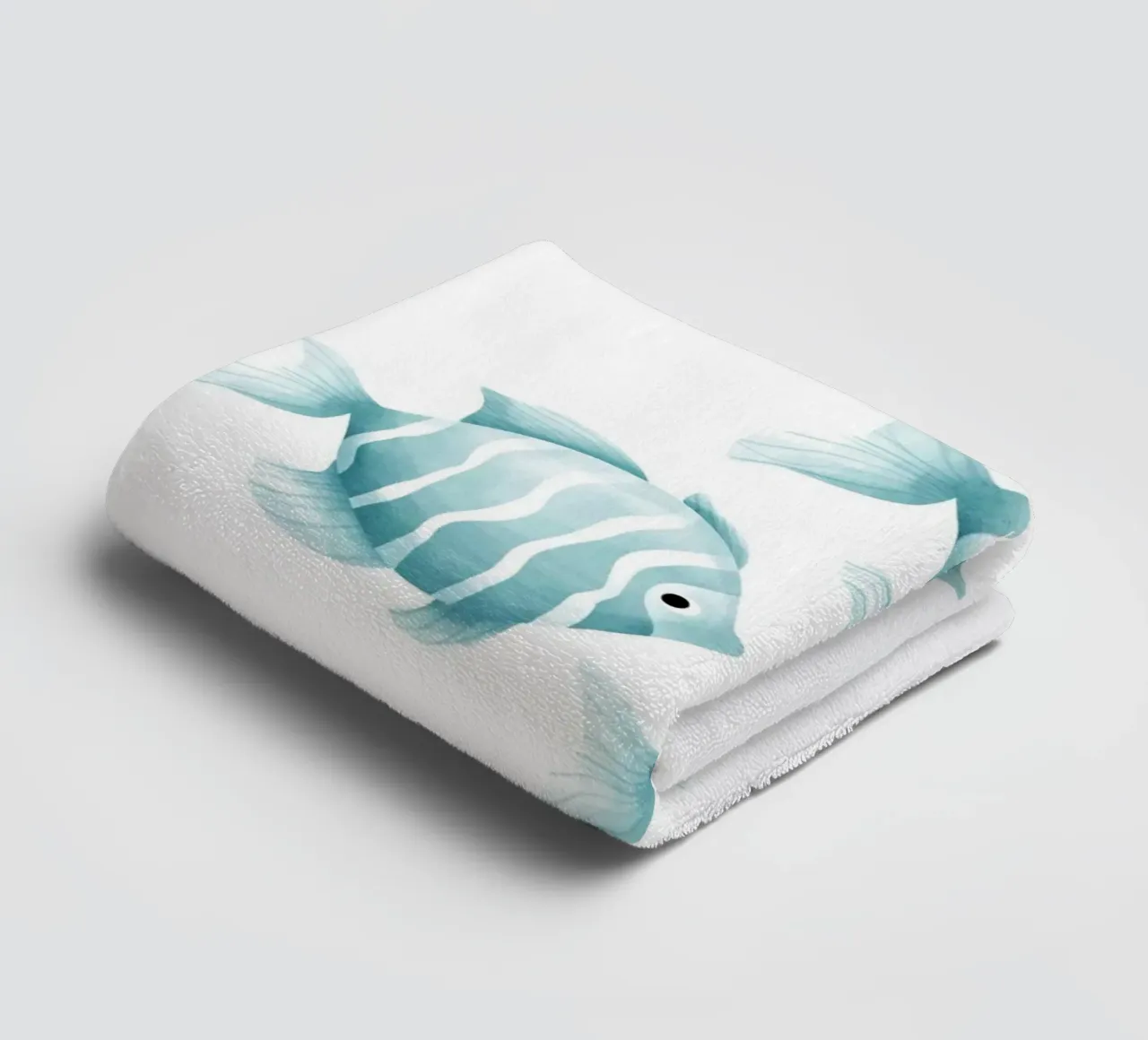 Stampa acquerello pesce blu - Vivaio oceano, camera dei bambini D asciugamano da bagno da ClubArt