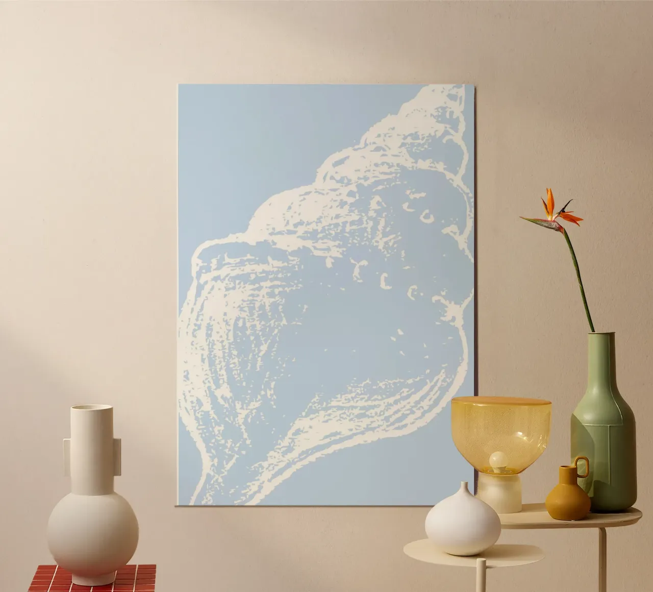 Abstract Whelk Shell Print - Pastel Blue, Modern Coastal Dec poster by ClubArt