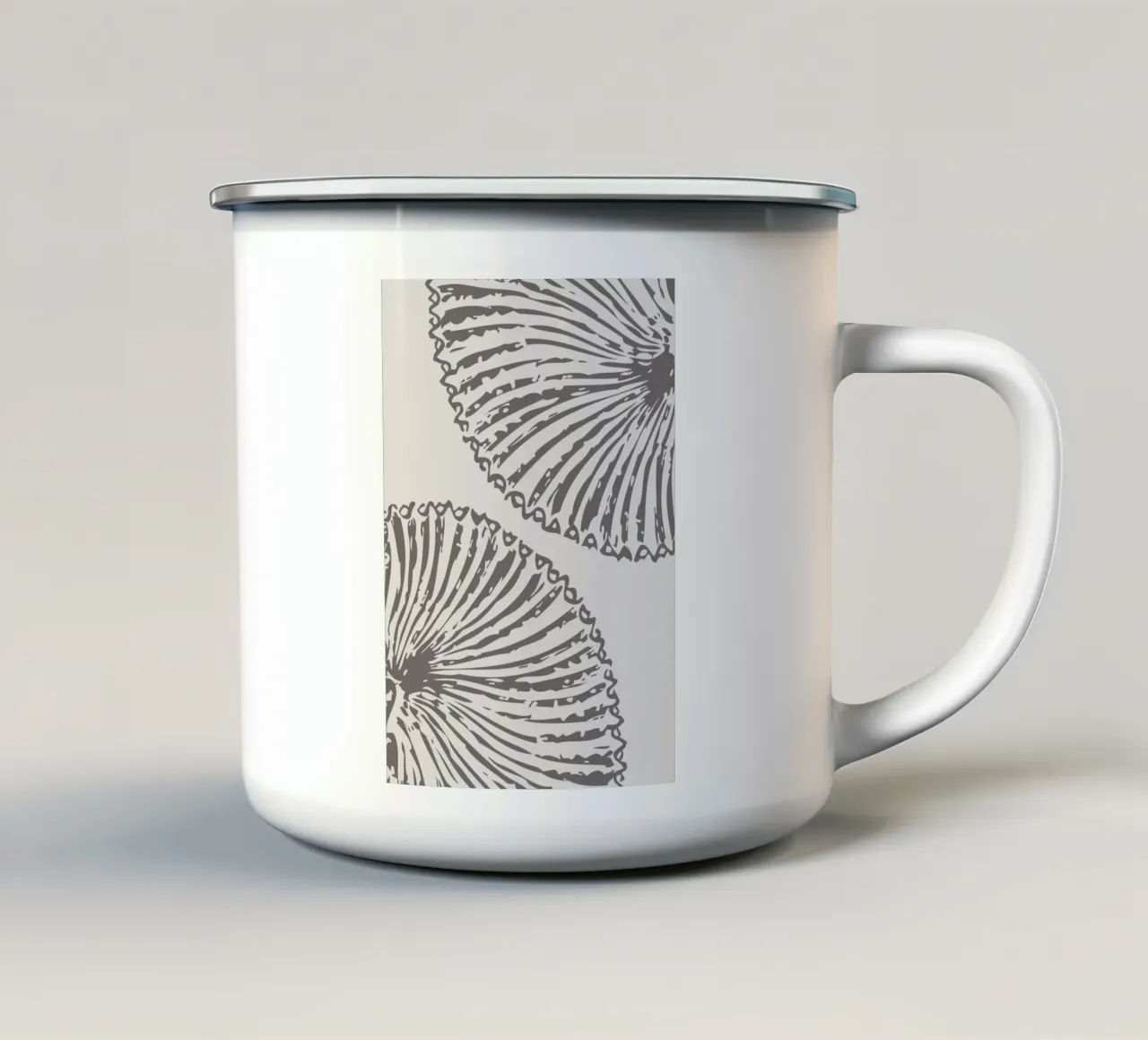 Abstracte schelpenprint - Moderne Neutrale Kust Badkamer Ar emaille mok van ClubArt