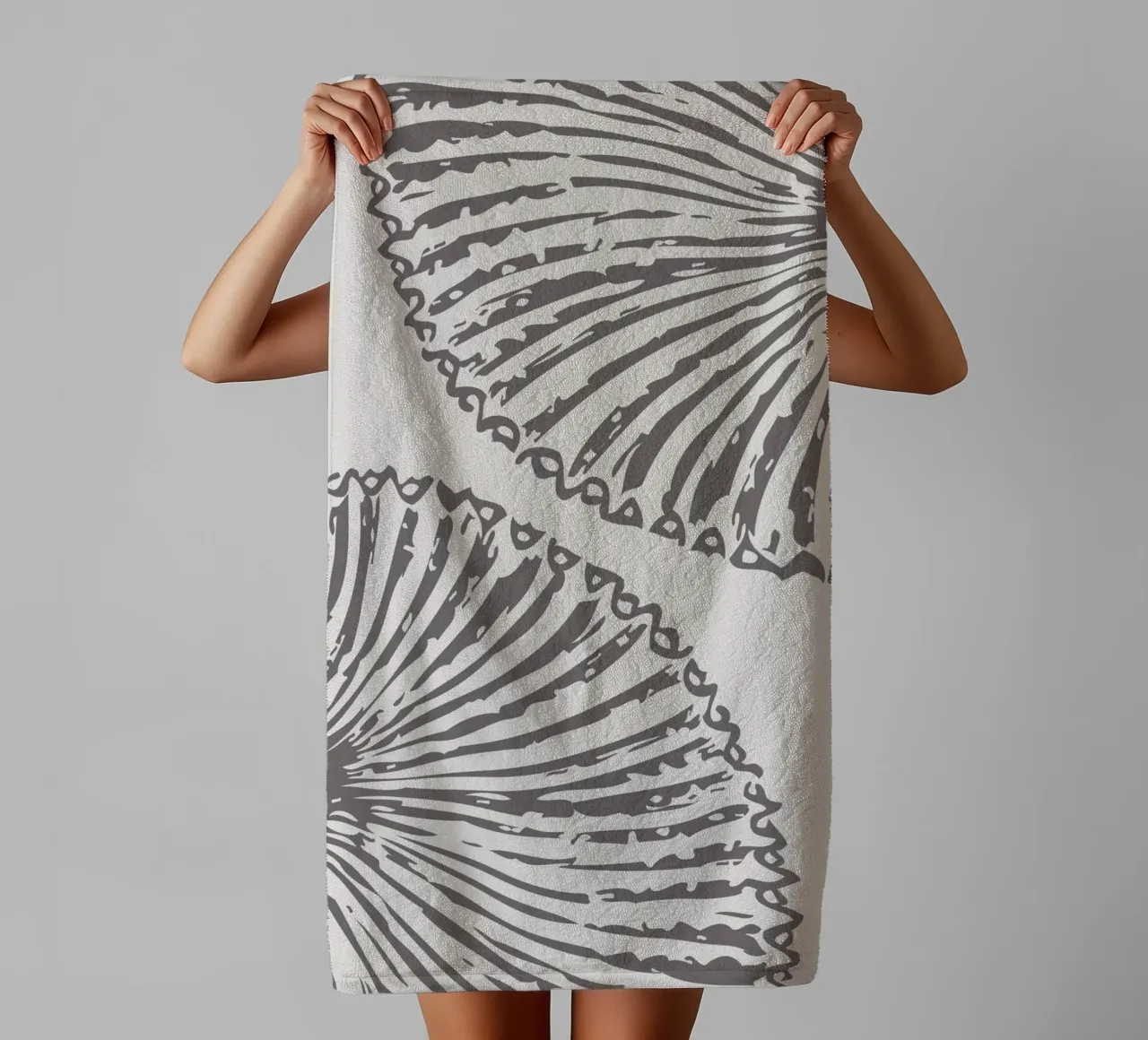 Abstract Seashell Print - Modern Neutral Coastal Bathroom Ar towel by ClubArt