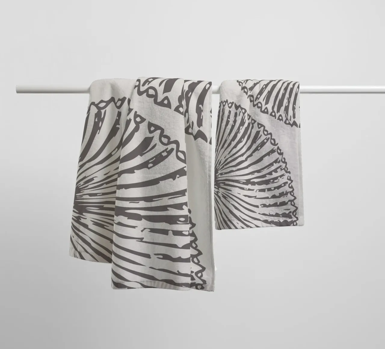 Abstract Seashell Print - Modern Neutral Coastal Bathroom Ar towel by ClubArt