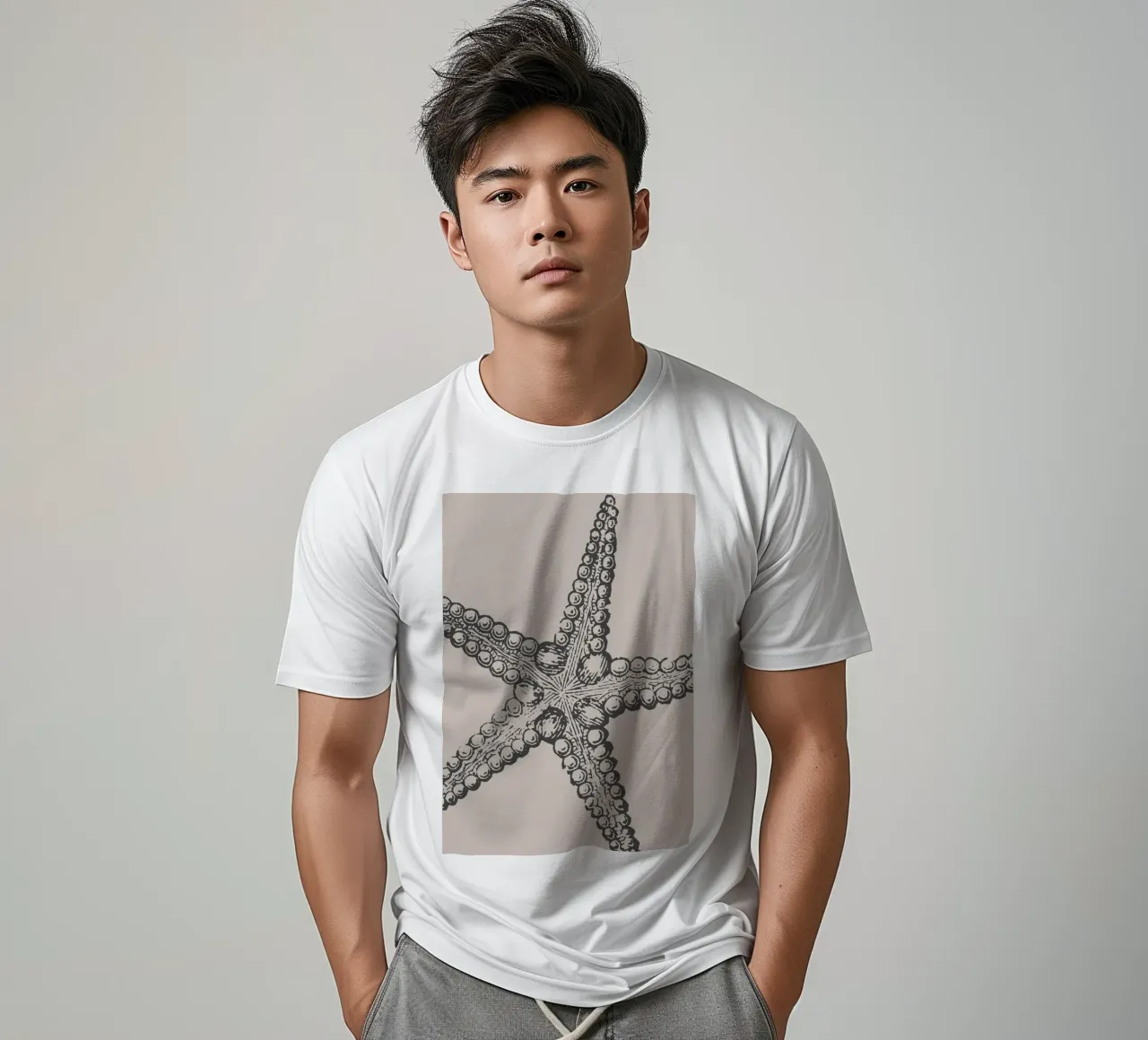 Gedetailleerde zeester Print - Aardetinten, Modern Zeeleven A t-shirt van ClubArt