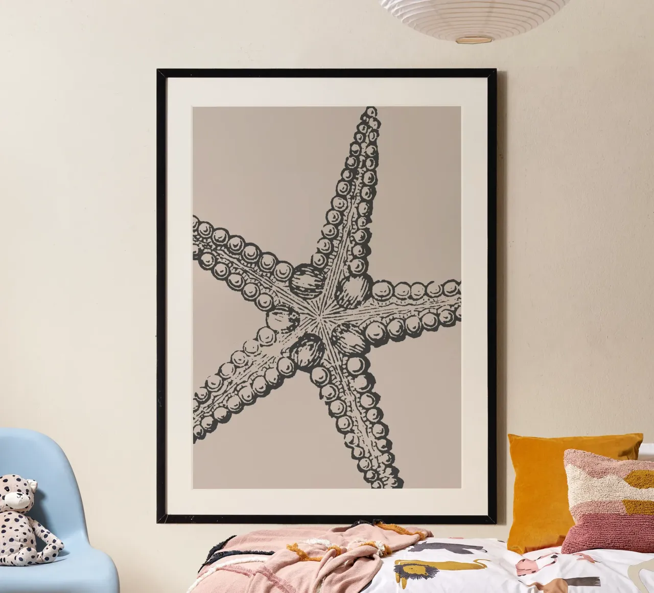Gedetailleerde zeester Print - Aardetinten, Modern Zeeleven A hahnemühle van ClubArt