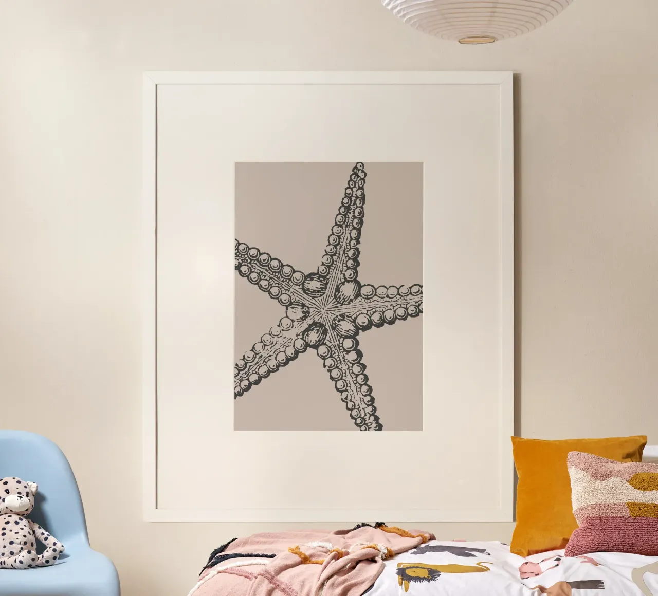 Gedetailleerde zeester Print - Aardetinten, Modern Zeeleven A hahnemühle van ClubArt