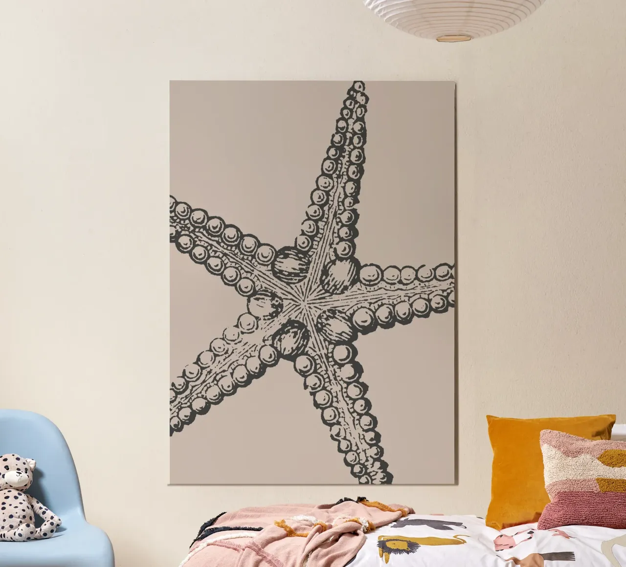 Gedetailleerde zeester Print - Aardetinten, Modern Zeeleven A hahnemühle van ClubArt