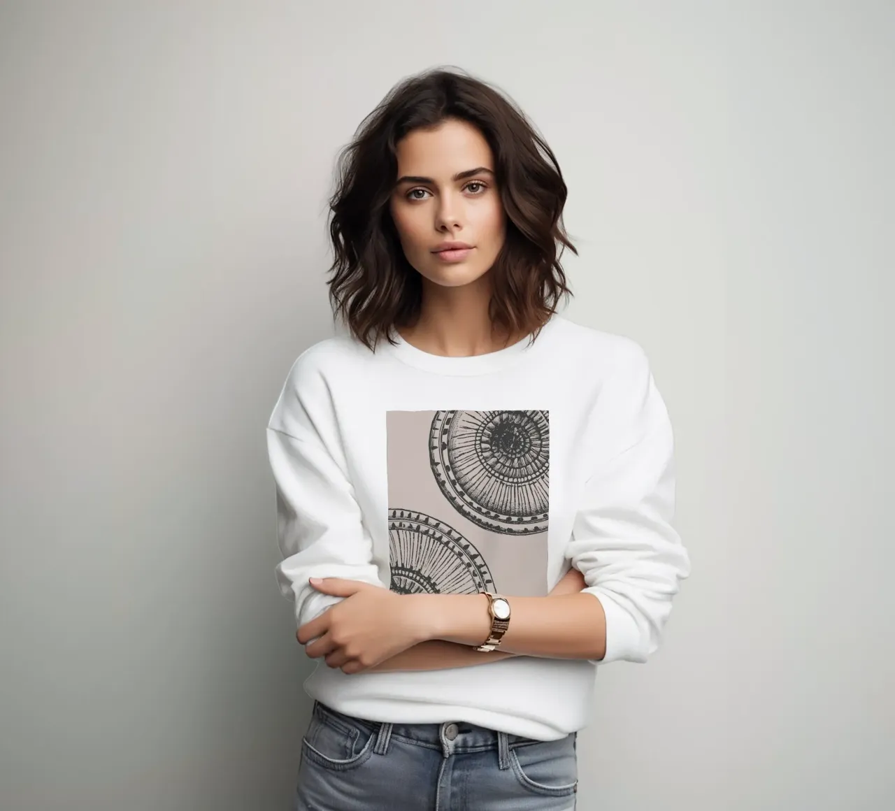 Abstract Citrus Slice Print - Earthy Tones, Modern Botanical sweatshirt by ClubArt