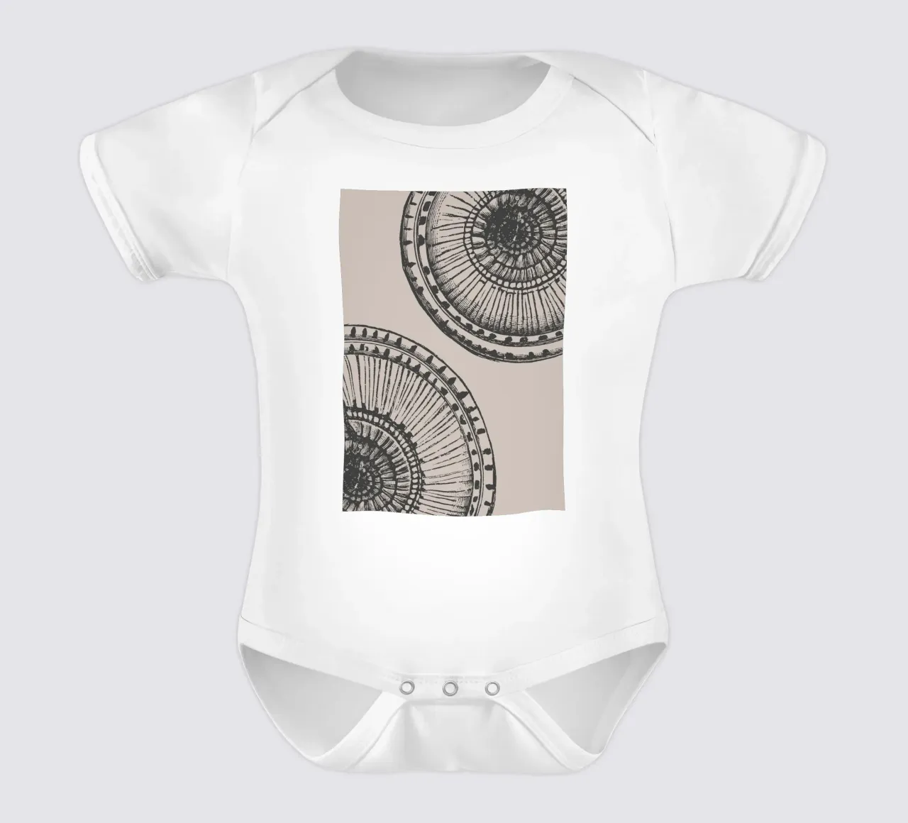 Abstract Citrus Slice Print - Earthy Tones, Modern Botanical short-sleeve baby romper by ClubArt