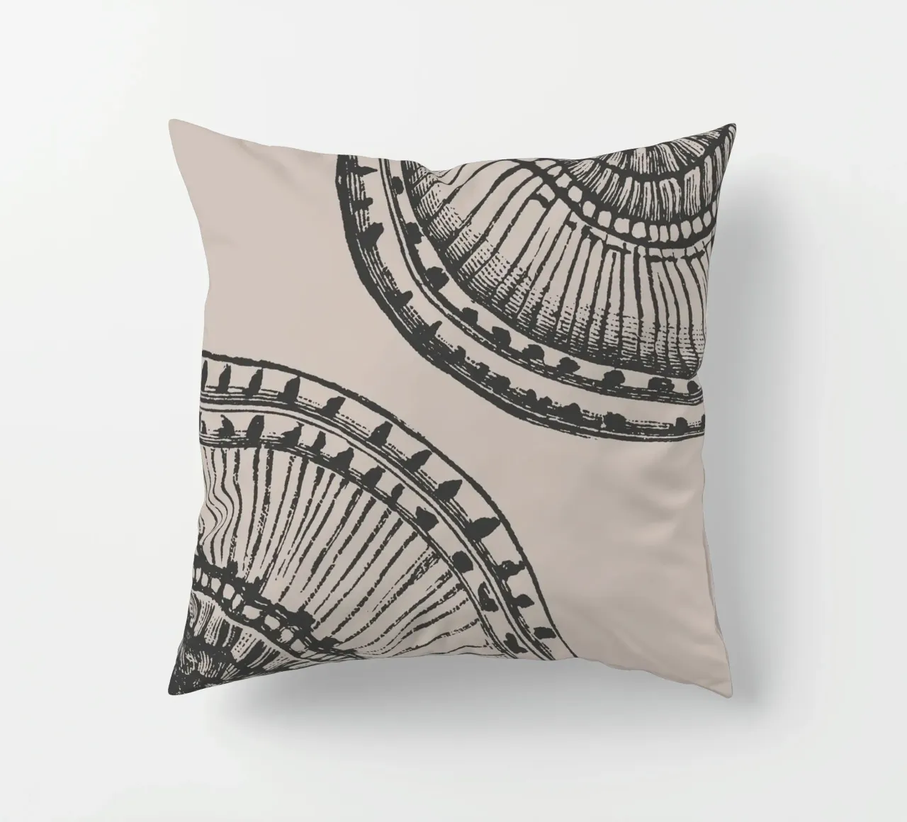 Abstract Citrus Slice Print - Earthy Tones, Modern Botanical decorative cushion by ClubArt