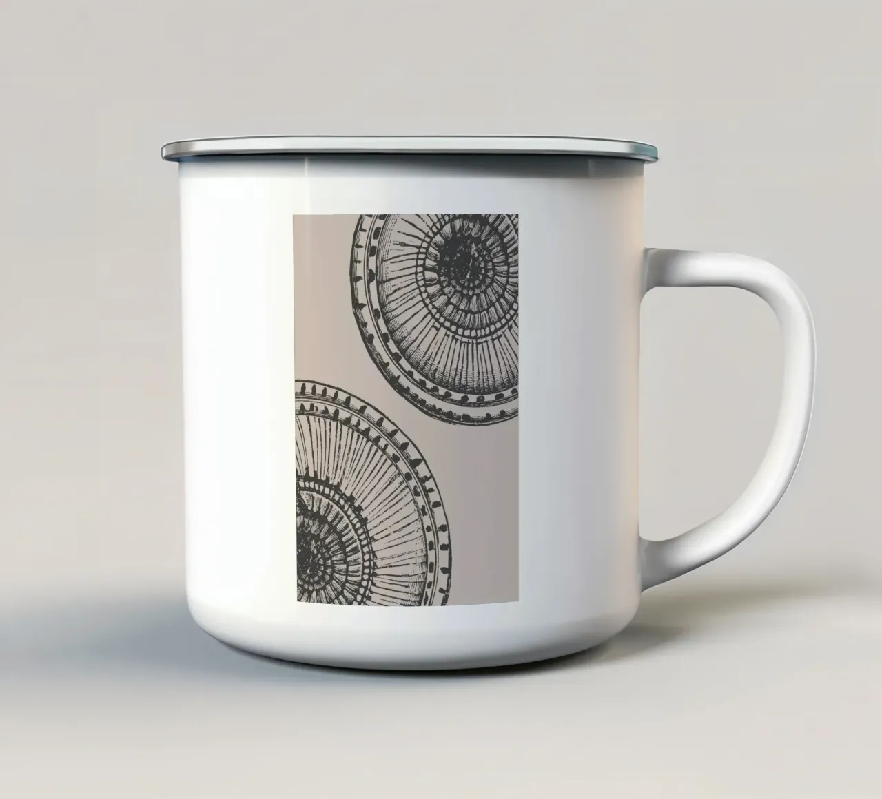 Abstract Citrus Slice Print - Earthy Tones, Modern Botanical enamel mug by ClubArt