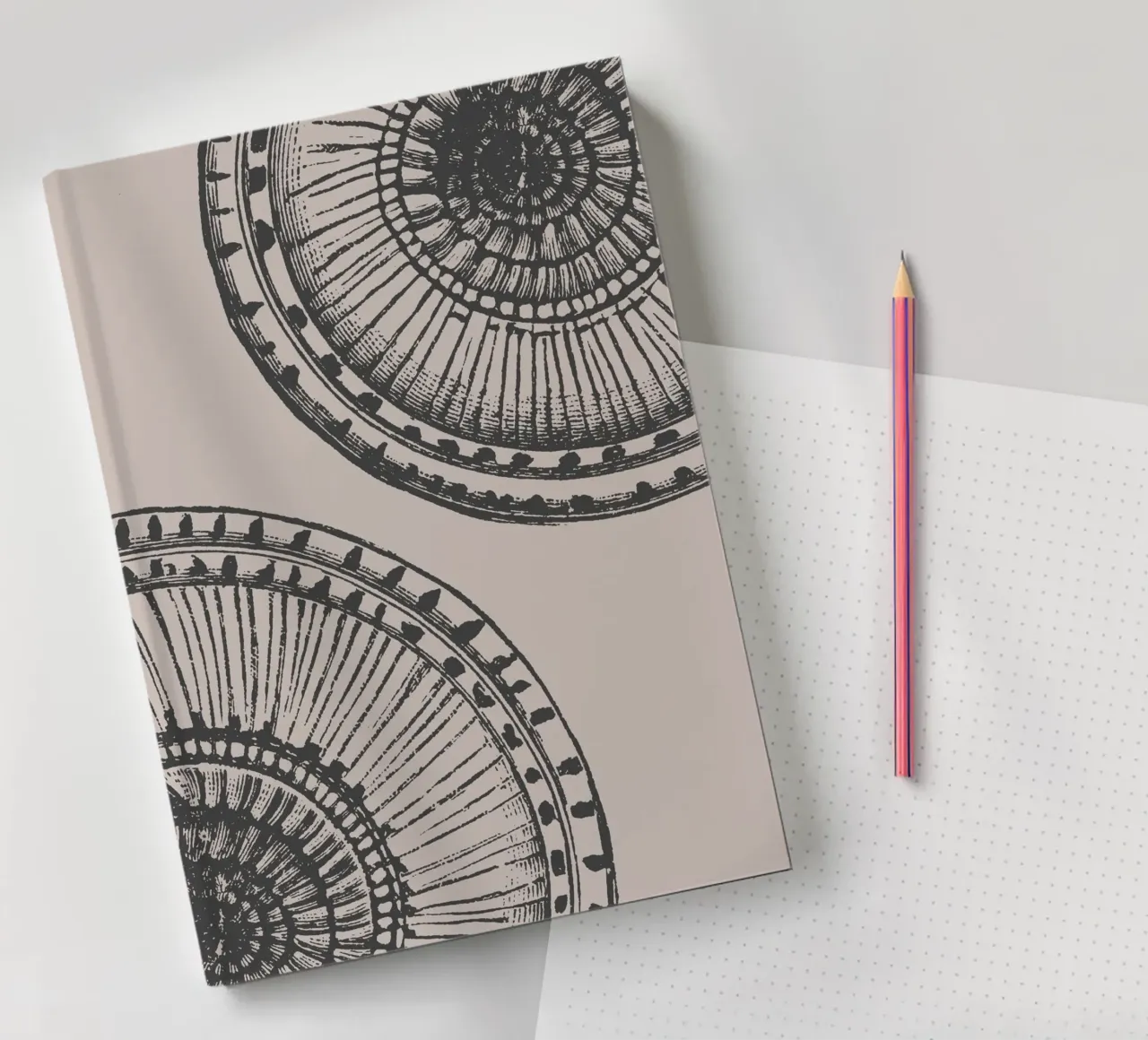 Abstract Citrus Slice Print - Earthy Tones, Modern Botanical notebook by ClubArt