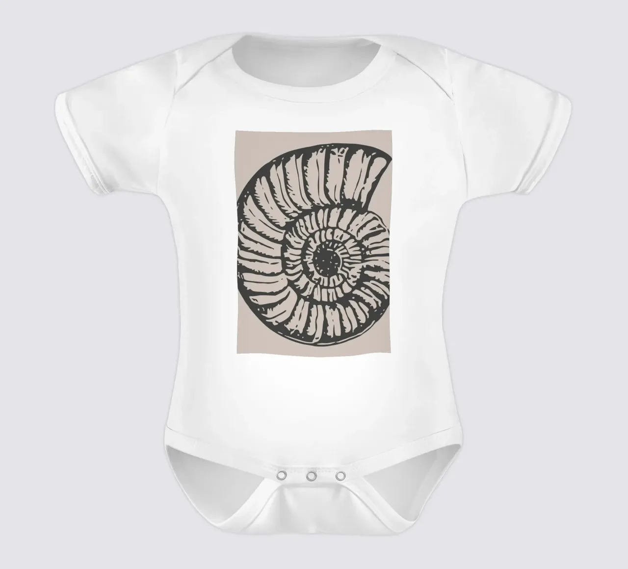 Ammonit Fossil Druck - Erdige Töne, Moderne Paläontologie Ar Kurzarm Babybody von ClubArt
