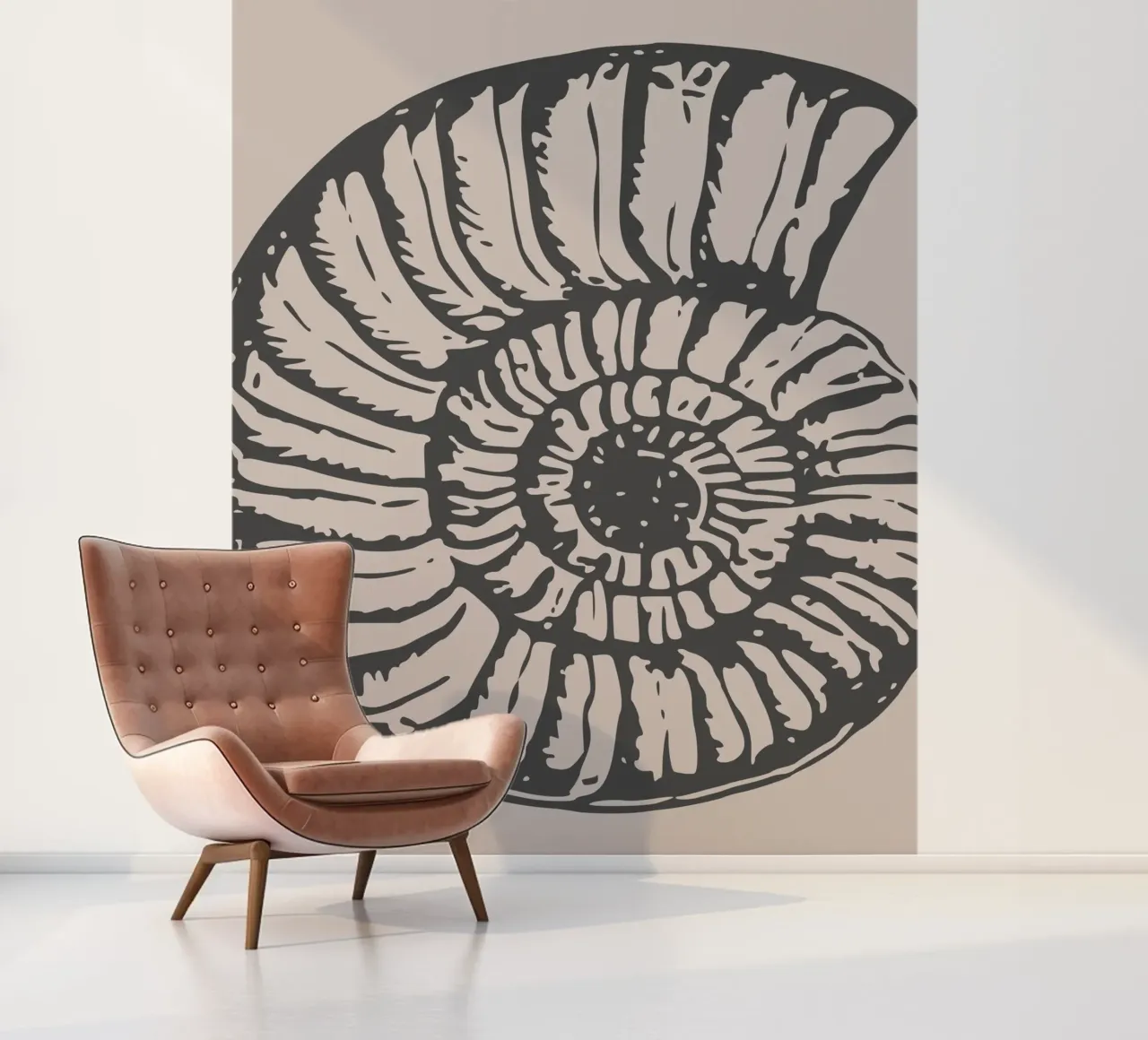 Ammonite Fossil Print - Earthy Tones, Modern Paleontology Ar photo wallpaper by ClubArt