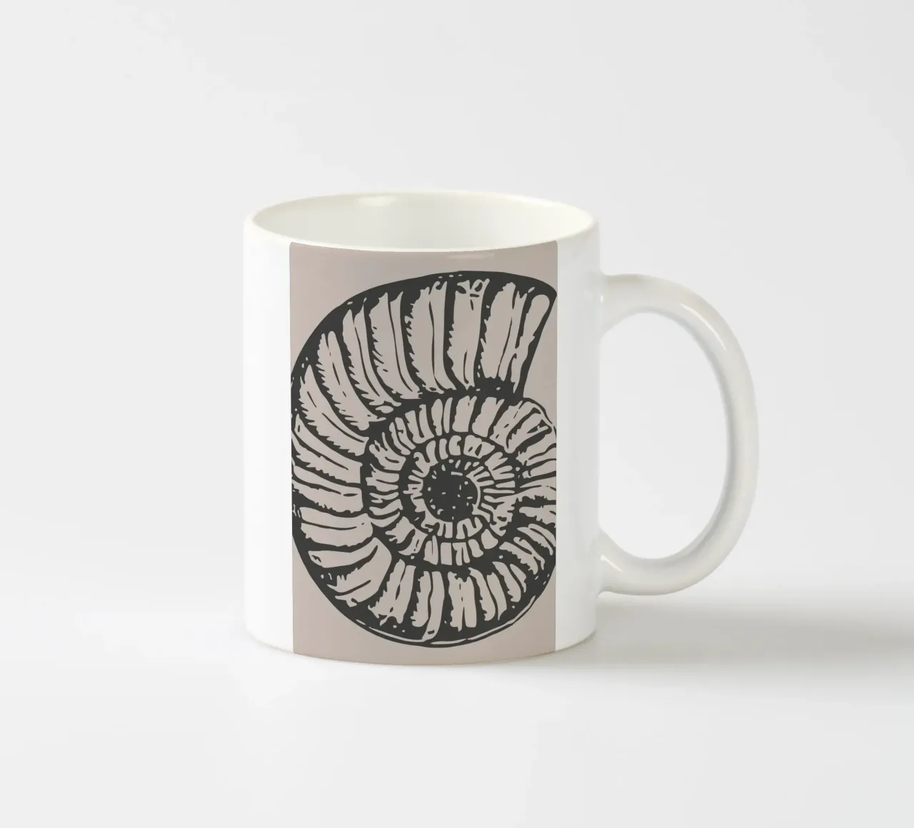 Ammonite Fossil Print - Earthy Tones, Modern Paleontology Ar ceramic mug by ClubArt